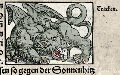 Darstellung eines Drachen: Gravur aus Johann Stumpffs „Den Edlen Strengen Besten Fromen“. 1550 von Swiss School