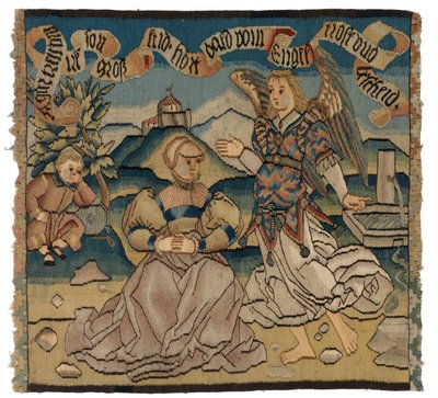 Wandteppichpanel mit Hagar und dem Engel von Swiss School
