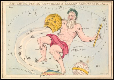 Wassermann, Südlicher Fisch und Ballon Aerostatique, ca. 1825 von Sydney Hall