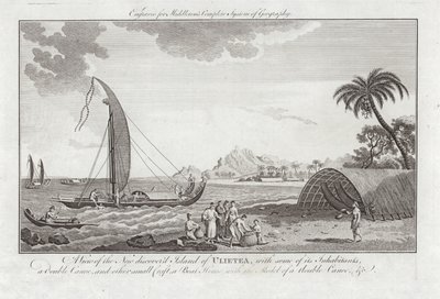 Ansicht der neu entdeckten Insel Ulieta mit einigen der Einwohner von Sydney Parkinson
