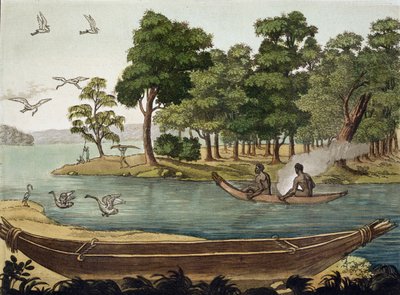 Navigationsmethode in Neu-Holland, gestochen von F. Fumagalli, Illustration aus einer Sammlung von Reisebüchern des frühen 19. Jahrhunderts von Sydney Parkinson