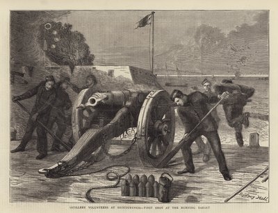 Artillerie-Freiwillige in Shoeburyness, erster Schuss auf das laufende Ziel von Sydney Prior Hall