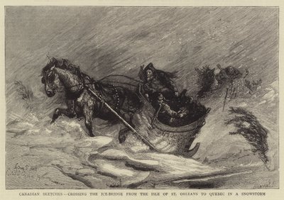 Kanadische Skizzen, Überquerung der Eisbrücke von der Insel St. Orleans nach Quebec im Schneesturm von Sydney Prior Hall