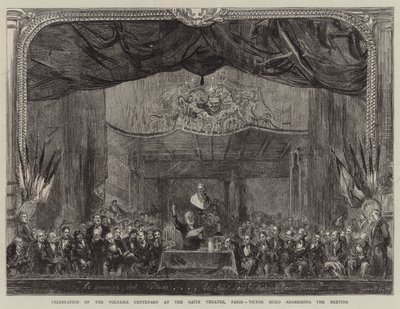 Feier des Voltaire-Jubiläums im Gaite-Theater, Paris, Victor Hugo spricht zur Versammlung von Sydney Prior Hall