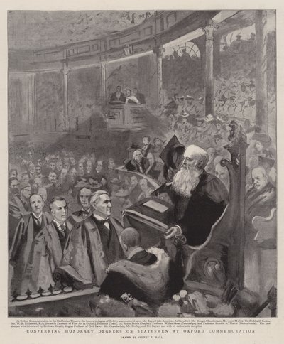 Verleihung von Ehrendoktorwürden an Staatsmänner bei der Oxford Commemoration von Sydney Prior Hall