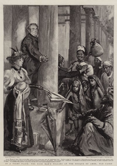 In einer engen Stelle, die Säulen des Reichen in der Moschee von Amer, Alt-Kairo von Sydney Prior Hall