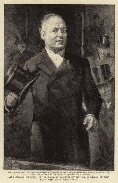 Lord Charles Beresford im House of Commons, der eine unbestrittene Rückkehr bewegt von Sydney Prior Hall