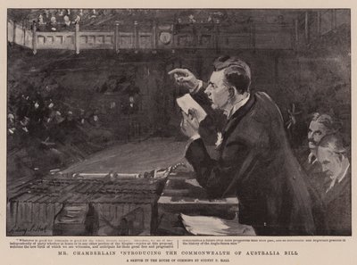 Mr. Chamberlain stellt das Commonwealth of Australia Bill vor von Sydney Prior Hall