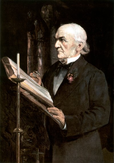 Mr. Gladstone liest die Lektionen in der Hawarden Kirche von Sydney Prior Hall