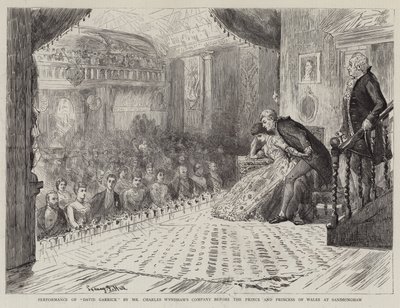 Aufführung von David Garrick durch Mr. Charles Wyndhams Gesellschaft vor dem Prinzen und der Prinzessin von Wales in Sandringham von Sydney Prior Hall