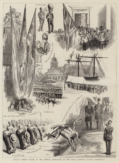 Prinz Albert Victor bei der jährlichen Inspektion der Royal Hospital School, Greenwich von Sydney Prior Hall