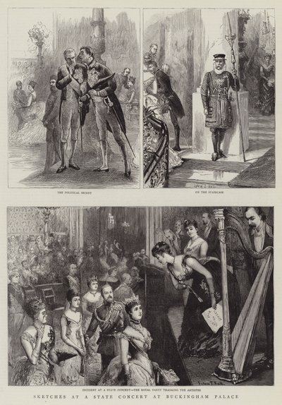Skizzen bei einem Staatskonzert im Buckingham Palace von Sydney Prior Hall
