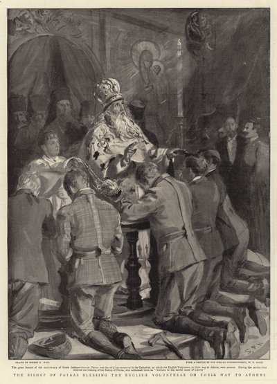 Der Bischof von Patras segnet die englischen Freiwilligen auf ihrem Weg nach Athen von Sydney Prior Hall
