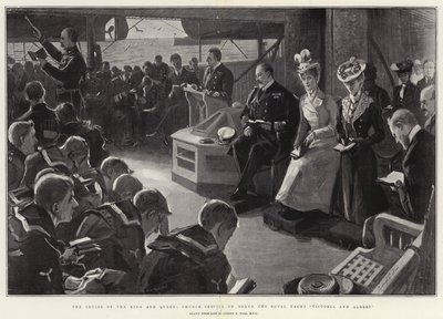 Die Kreuzfahrt des Königs und der Königin, Gottesdienst an Bord der königlichen Yacht Victoria und Albert von Sydney Prior Hall