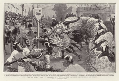 Der Herzog von Cornwall in Westaustralien, die chinesische Prozession in Perth von Sydney Prior Hall