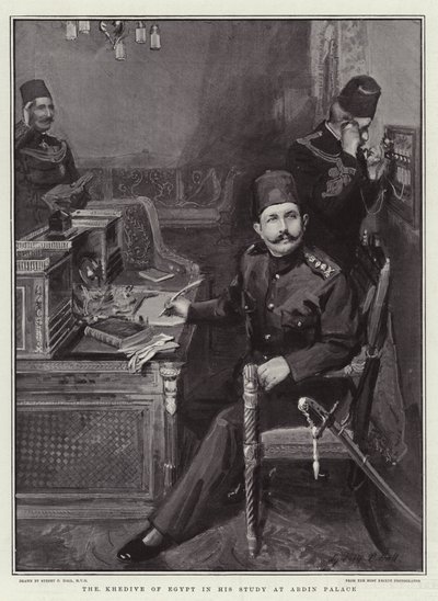 Der Khedive von Ägypten in seinem Arbeitszimmer im Abdin-Palast von Sydney Prior Hall