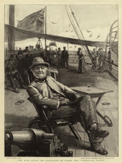 Die Kieler Feste, Mr Gladstone an Bord der Tantallon Castle von Sydney Prior Hall