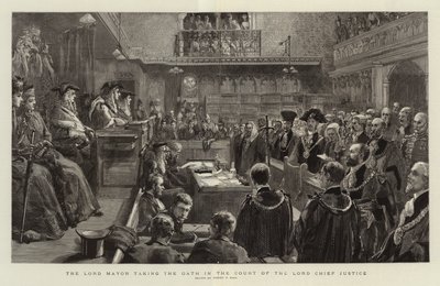 Der Lord Mayor legt den Eid im Gericht des Lord Chief Justice ab von Sydney Prior Hall