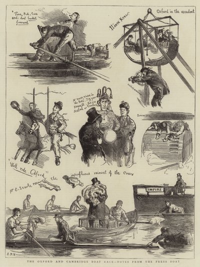 Das Oxford und Cambridge Bootsrennen, Notizen vom Presseboot von Sydney Prior Hall