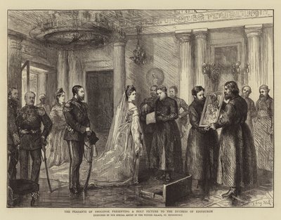 Die Bauern von Smolensk präsentieren ein Heiliges Bild der Herzogin von Edinburgh von Sydney Prior Hall
