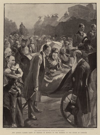 Die Gartenparty der Königin in Windsor zu Ehren der Mitglieder des Unterhauses von Sydney Prior Hall
