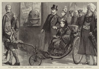 Der Besuch der Königin bei der Royal Naval Exhibition, Ihre Majestät in der Camperdown-Galerie von Sydney Prior Hall