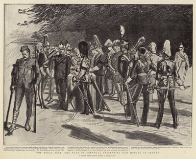 Die königliche Tour, der Herzog von Cornwall überreicht Kriegsauszeichnungen in Sydney von Sydney Prior Hall
