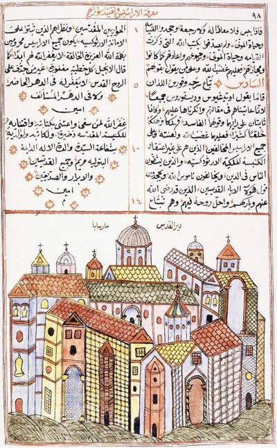 Kloster von St. Saba, aus einem syrischen christlichen Manuskript, 1855 von Syrian School