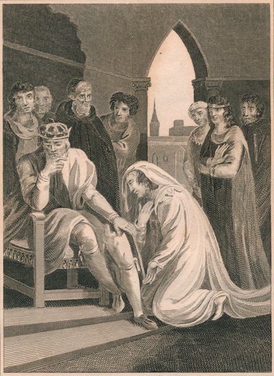 Königin von Richard II., die für das Leben von Simon Burley eintritt, 1388, 1864 von T. Cook