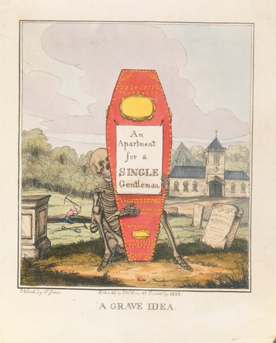 Eine Grabidee: Eine Wohnung für einen alleinstehenden Herrn, veröffentlicht 1828 von T. Hampson Jones