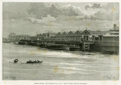 Guinness-Brauerei, Exportdock. Gravur von Taylor zur Illustration der Geschichte Trois mois en Irlande von T Taylor