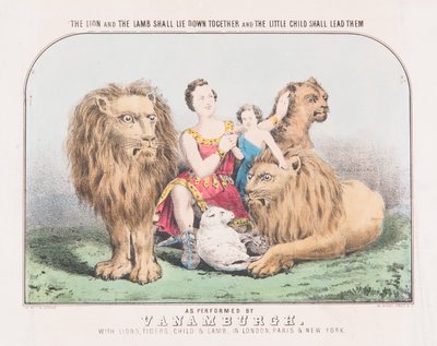 Der Löwe und das Lamm werden zusammen liegen und das kleine Kind wird sie führen, um 1840 von T. W. Strong