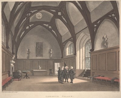 Lambeth Palace, graviert von Joseph Constantine Stadler, veröffentlicht 1808 von T. and Pugin A.C. Rowlandson