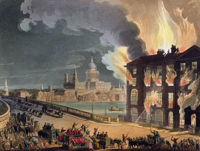 Feuer in der Albion-Mühle, Blackfriars Bridge, aus Ackermanns 