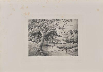 Blick auf die alte Brücke von Partick von den Trittsteinen aus von T. and R. Annan and Sons
