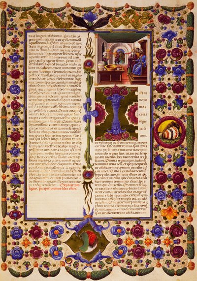 Das Ende des Prologs und Incipit aus dem Buch Exodus, aus Band I der Bibel von Borso d