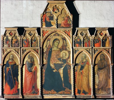 Jungfrau mit Kind mit St. Jakobus dem Älteren, St. Johannes dem Evangelisten, St. Petrus und St. Johannes dem Täufer von Taddeo Gaddi