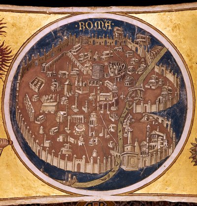 Perspektivkarte von Rom mit den Denkmälern der Antike, 1414 von Taddeo di Bartolo