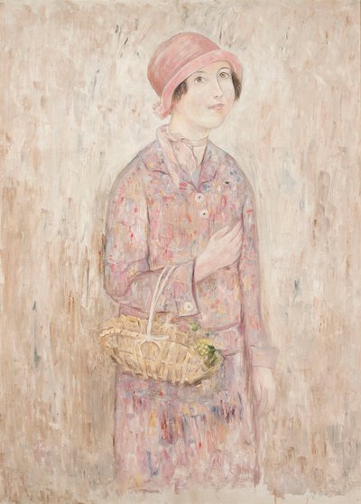 Mädchen mit rosa Hut von Tadeusz Makowski