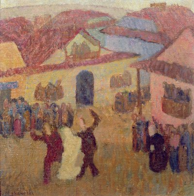Jüdische Hochzeit in der Stadt von Tadeusz Makowski
