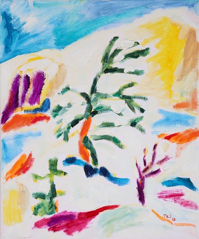 Bunte abstrakte Landschaft von Tamara Jare