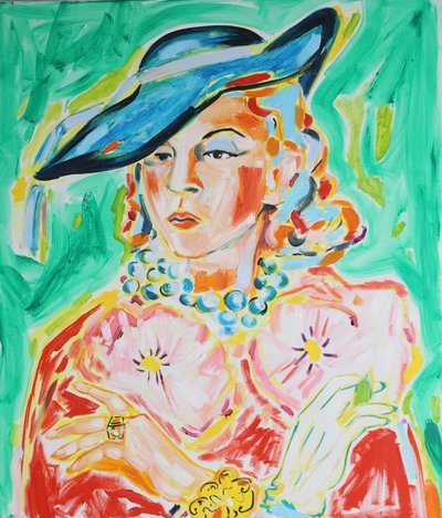 Elegante Dame mit blauem Hut von Tamara Jare