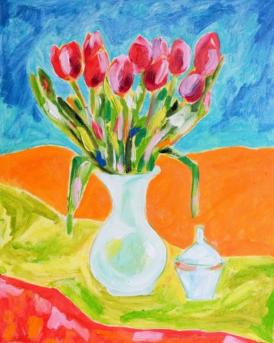 Rote Tulpen in Vase von Tamara Jare