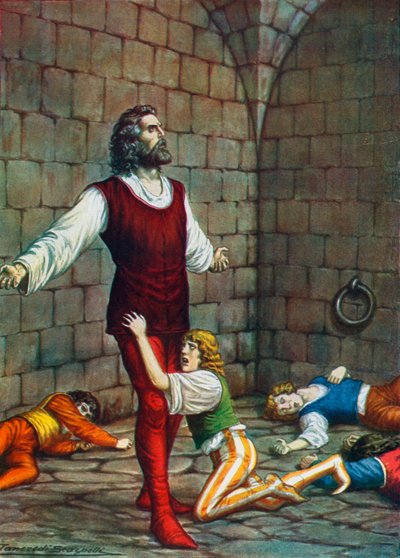 Graf Ugolino della Gherardesca und seine Söhne dem Verhungern überlassen in der Muda von Tancredi Scarpelli