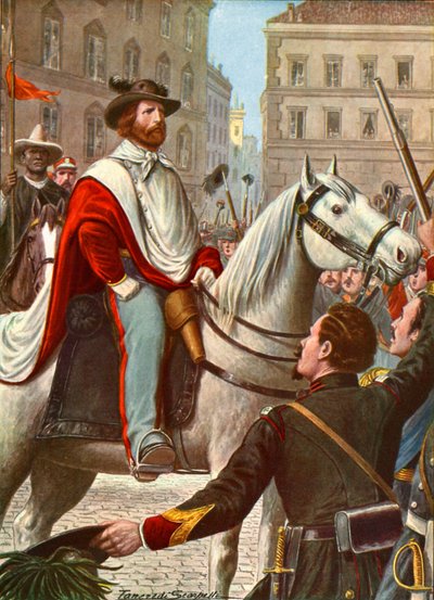 Garibaldi und seine Freiwilligenarmee betreten Rom zur Verteidigung im Jahr 1849 von Tancredi Scarpelli
