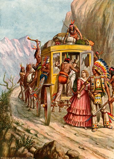 Rothäute greifen einen Wagen an von Tancredi Scarpelli