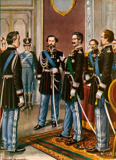 Die Abdankung von Karl Albert zugunsten von Viktor Emanuel von Tancredi Scarpelli