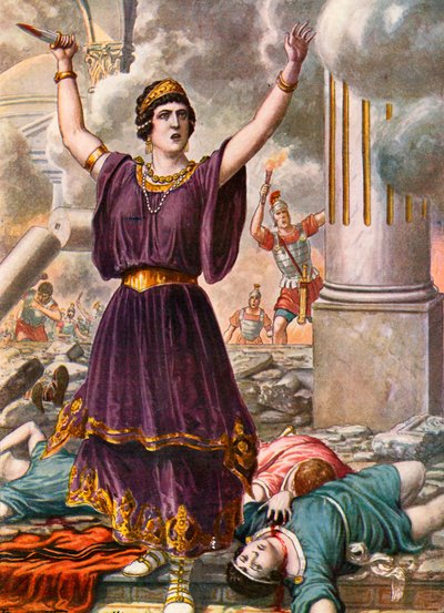 Der Fall von Karthago mit Hasdrubals Frau, die ihre Söhne geopfert hat von Tancredi Scarpelli