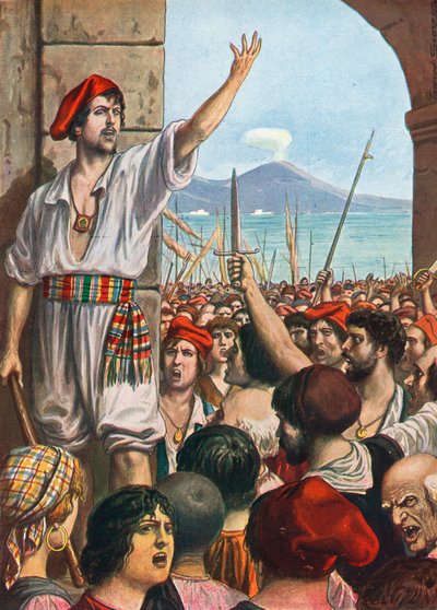 Tomasso Aniello, bekannt als Masaniello, war der führende Geist des Aufstands in Neapel, 1647 von Tancredi Scarpelli