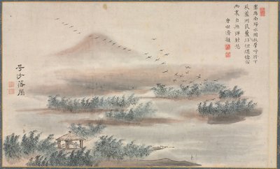 Eine der acht Ansichten der Xiao- und Xiang-Flüsse, 1788 von Tani Bunch